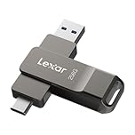 Lexar D40E 256GB Dual Drive USB 3.2 Gen 1 Type-C Jump Drive, USB-C Flash Drive Metal Housing Swivel Design Thumb Drive,Titanium Grey