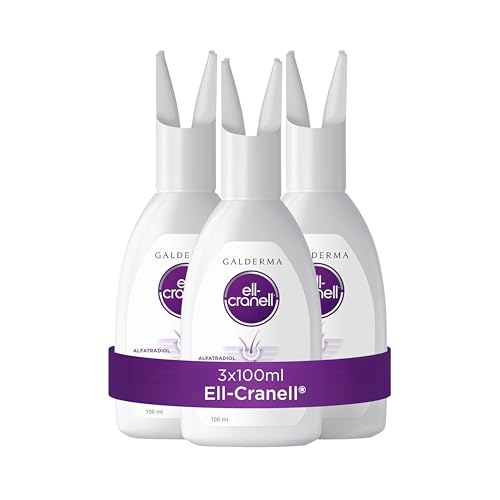 Ell-Cranell® 3x100 ml Lösung mit Alfatradiol: zur Behandlung von hormonell-erblich bedingtem Haarausfall – wirkt gezielt an der Haarwurzel, kann den Einfluss von DHT reduzieren – für Männer und Frauen