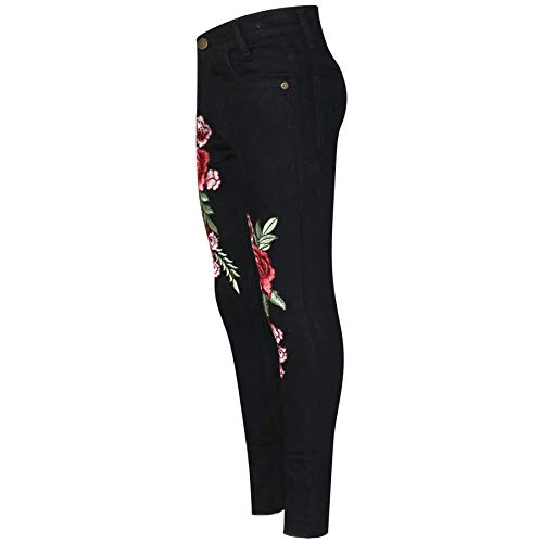 A2Z Kids Girls Stretchy Jeans Roses Embroidered Jet Black Denim Trousers Jeggings4