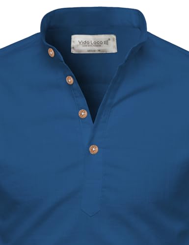Image of Vida Loca Full Sleeve Mandarin Collor Cotton Casual Slim Fit Shirt for Men's