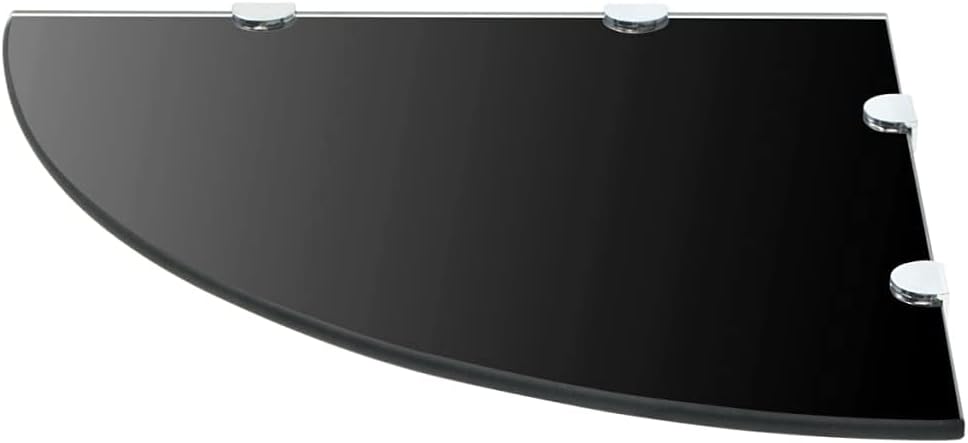 Corner Shelf Set of 2, Black Tempered Glass 17.7x17.7 Inch Crescent Wall Shelves, Floating Ledge for Bathroom, Kitchen, Living Room Decor