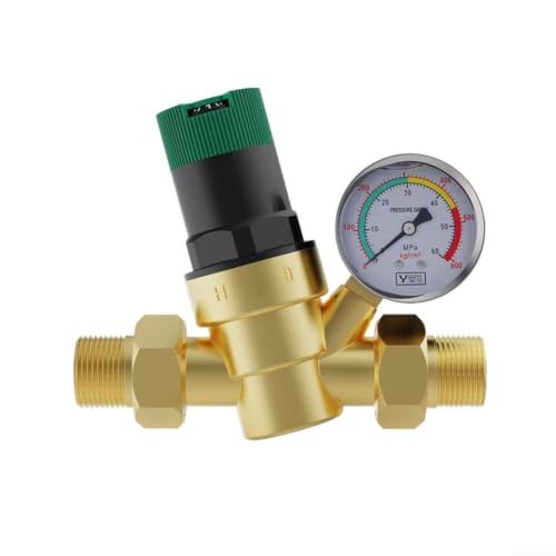 Reductor de presión de agua de cobre de 1/2 con manómetro y filtro ajustable 2