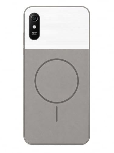 Image of Bintage Mac Safe Design Hard Slim Back Case | Soft Border Camera Protect | Dual PU Leather Finish Back Cover Compatible for MI REDMI 9i Sport - White & Grey