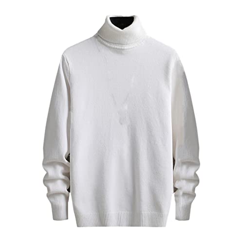 Pull d'hiver à col montant homme blanc pour vos sorties citadines et soirées fraîches en XXL