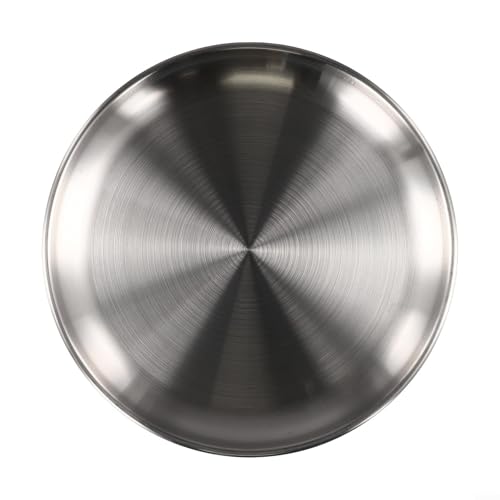 ReachMall Plato redondo de acero inoxidable plateado, platos llanos de acero inoxidable de 10 pulgadas, para cena, almuerzo, cocina, fiesta, lavavajillas y microondas (26 cm)