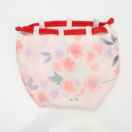 Japanese Style Bucket Drawstring Bag Japan Kimono Purse Floral Print Portable Phone Pouch Handbag2