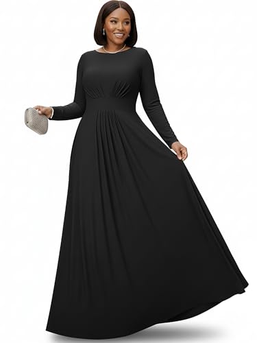 Image of KOH KOH Womens Long Sleeve Flowy Empire Waist Fall Winter Maxi Dress Gown