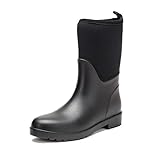 DKSUKO Women's Muck Warm Snow Boots Waterproof High Performance Winter Rubber Rain Boots for Women (9.5 B(M) US, Black Short)