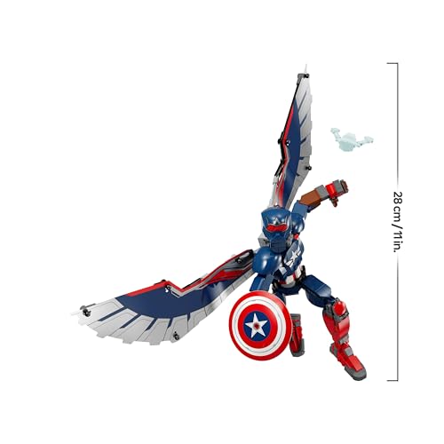 | Marvel Nuovo Personaggio Costruibile di Captain America, Action Figure Giocattolo, Supereroe Snodabile da Collezione con Scudo e Ali, Giochi per Bambini e Bambine da 8 Anni, Idea Regalo 76296 - Lego - Immagine 5