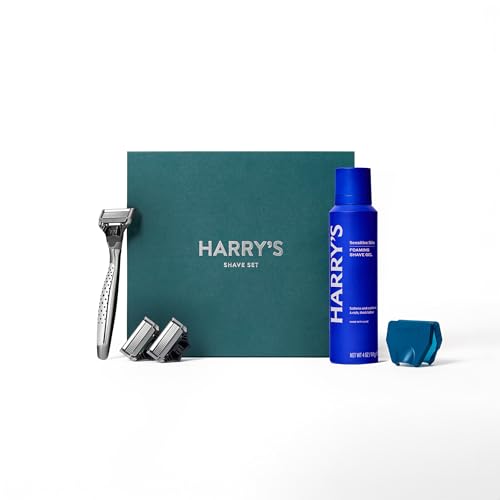 Harry's Shaving Kit for Men - Razor Handle, 5 Razor Blade Refills, Foaming Shave Gel, and Travel Blade Cover - Craft Edition
