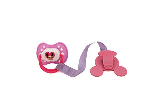 Image of Disney Cudlie Minnie Mouse Baby Girl 4 Pack of 2 Pacifiers & 2 Clips with Hearts for Min Print