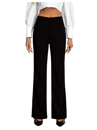 Women's Flare Dress Pants High Elastic Waist Elegant Work Office Trousers