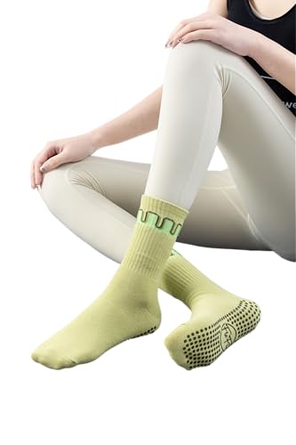 Image of Non-Slip Pilates Socks for Women with Grips - Barre, Yoga, Workout, Studio Grip Socks - Toeless, Breathable, Anti-Skid