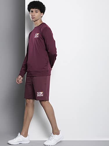 Image of The Indian Garage Co Men Regular Fit Placement Embroidery Crew Neck Sweatshirt & Shorts Tracksuits
