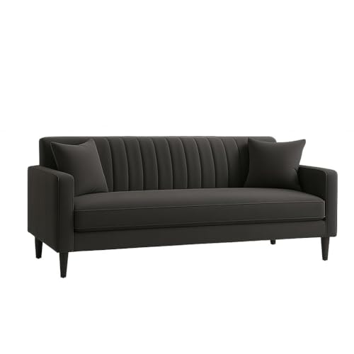 Image of FURNY Premium Rovino 3 Seater Fabric Sofa Set for Living Room (Grey Color) with Velvet Fabric