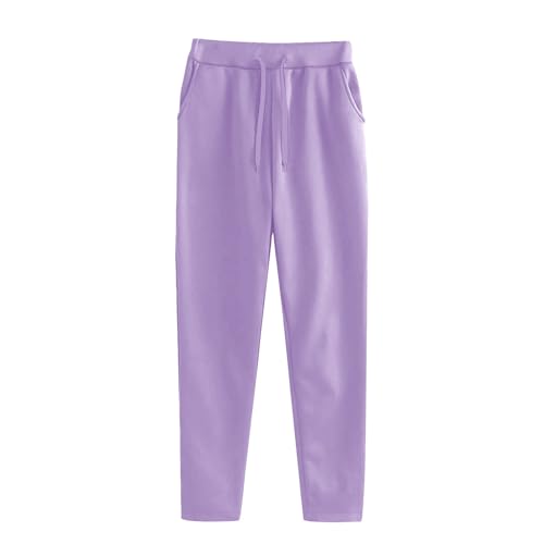 Youth Girls Warm Straight Sweatpants Elastic Waist Solid Color Stretchy Athletic Pants Kids Girls Soft Trendy Trousers