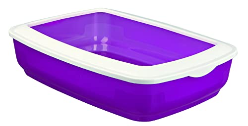Image of Trixie: - Brisko Cat Litter Tray with Rim | Lightweight and Easy to use | Perfect Starter for Toilet Training Kittens | Keeps The Surrounding Area Clean and Tidy | Assorted Colours - 20 x 15 x 4 inch