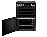Belling 60cm wide Double Oven BEL FSA VISION 60E Electric Cooker with Ceramic Hob - Black/Silver Steel - A Rated - Image 2