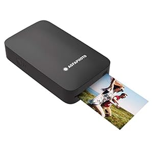 Agfaphoto AMP23BK Realipix MiniP-printer, zwart, met bluetooth-draadloze verbinding voor iOS en Android, opladen met…