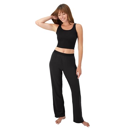 Hanes Women's Originals SuperSoft Comfywear 2 Piece Crop Tank & Lounge Pants Loungewear Set2