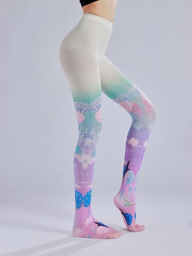 Image of Sahabowi Women's Sheer Tights, Digital Print Designs Stockings