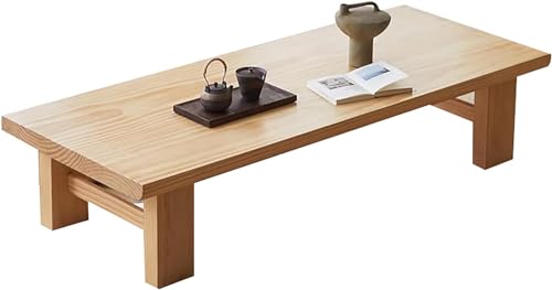 Table à thé japonaise basse en bois massif pour salon et ordinateur portable