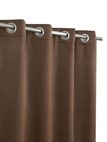 Image of 100% Blackout Curtains for Window- 4 Feet (Pack of 1) | Black Back Coated Fabric |Heat & Noise Insulation | Eyelet Curtains for Living Room & Bedroom |Brown