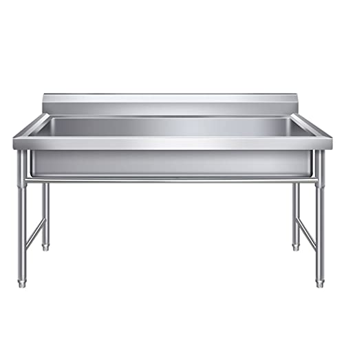 NYDCTHOM Évier INOX de Cuisine Évier sur Pieds en Acier INOX Anti-Eclaboussures Lavabo INOX Professionnel pour Faire la Plonge Cuisine de Restaurants, Salle de Bain, Garages, Entrepôts 100x50x80cm Cover
