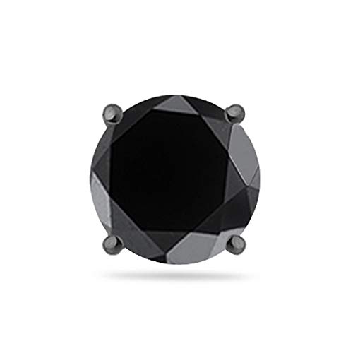 2.00 Cts Of 6.20-8.61 Mm Egl Usa Certified Aa Round Black Diamond Mens Stud Earring In 14K Blackened White Gold - Valentine's Day Sale #TOP10