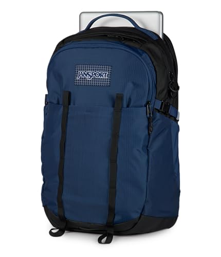 Image of JanSport 34L All Around Pack - 15 inch Laptop Sleeve, Navy | Versatile Rucksack w /Hydration Sleeve, Reflective Accents & Safety Whistle