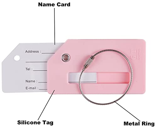 2 Pack Silicone Luggage Tag Baggage Handbag School Bag Suitcase Instrument Tag Label By Gostwo（Pink） #TOP2