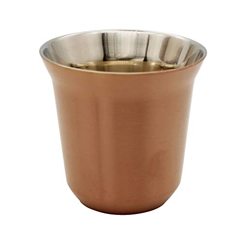 Abcsea 1 Pieza Tazas de Espresso, Taza de Café de Acero Inoxidable, Taza de Café Doble Pared, Oro Rosa 80ml