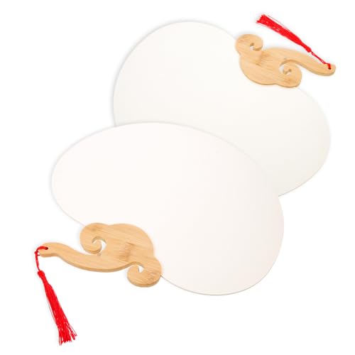 WOONEKY 2 Piezas Blanco para Pintar de Mano DIY Ventiladores para Suministros para Decoración y Manualidades