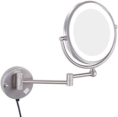 Miroir de salle de bain pliante murale avec grossissement 5X et rotation 360