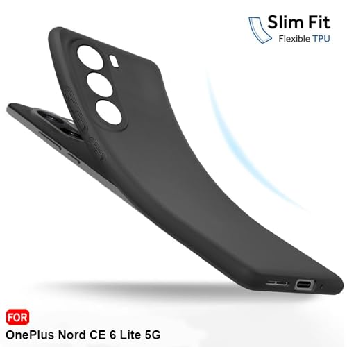 Image of TheGiftKart Sleek Back Cover Case for OnePlus Nord CE 6 Lite 5G | Slim Fit Protective Design | Ultra Matte Finish | Camera Protection Bump | Soft Back Case for OnePlus Nord CE6 Lite (Silicone, Black)