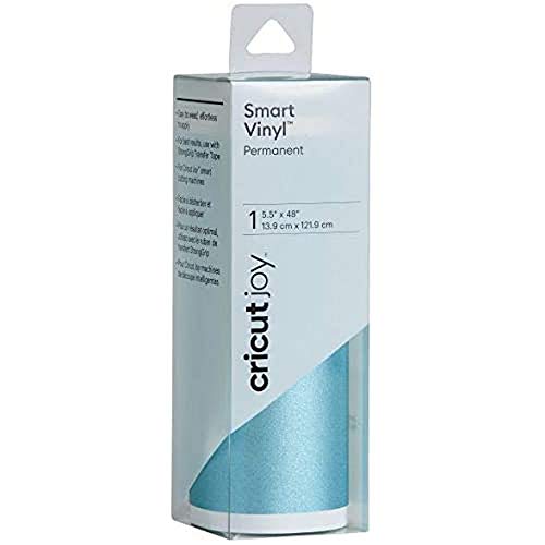 Cricut Smart Permanent Vinyl (5.5in x 48in, Shimmer Light Blue) for Joy Machine - matless Cutting for Shapes up to 4ft, & Repeated cuts up to 20ft