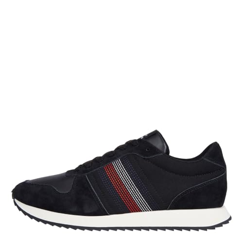 Tommy Hilfiger Runner Sneaker Hombre Runner Evo Mix Stitch Calzado deportivo, Negro (Black), 41