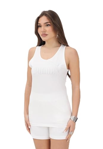 Débardeur PUMA Ess Logo Tank Blanc strassé au confort respirant