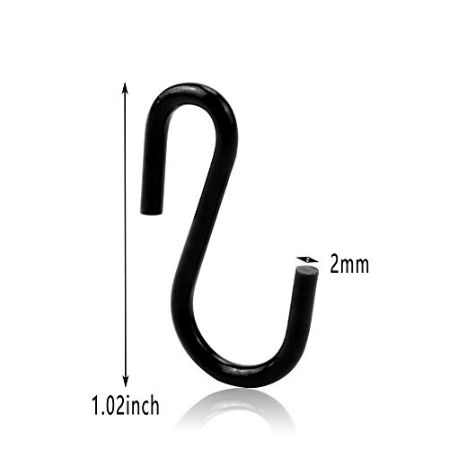 Leonbach 200 Pcs 1" Small S Hooks, Black S Hooks Mini Ornament Hooks Jewelry S Hooks Mini S Hooks Small Hooks For Hanging #TOP1