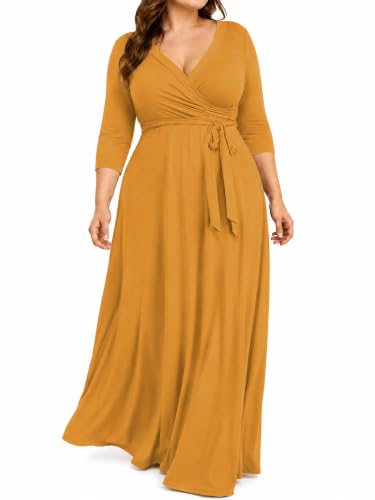 Image of PinkPatty Plus Size Maxi Dress for Women 3 /4 Sleeve Casual Long Dress