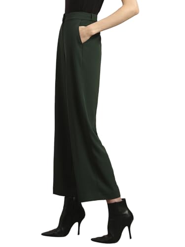 Image of VERO Moda Women's Relaxed 'Desk-to-Dinner' Straight Fit High Rise Stretch Formal Trousers | Formal Pants for Women