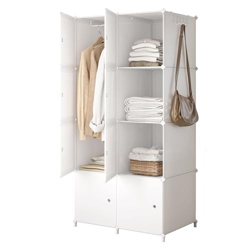 JOISCOPE Armario Portátil para Colgar Ropa, Armario Modular, Armario Modular Que Ahorra Espacio, Caja de Almacenamiento Ideal para Libros y Juguetes (8 Puertas)