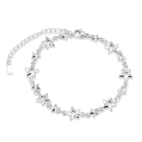 ALEXCRAFT Bracelet Femme Argent 925, Bracelet Étoile Réglable, Bracelets d'amitié Fille, Acier Chirurgical, Cadeaux Bijoux de Noël Anniversaire Diplômé,...