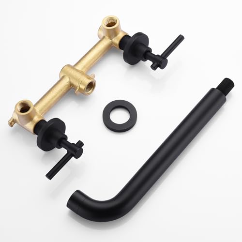 Sumerain S2134DW Wall Mount Tub Filler Matte Black Tub Faucet High Flow Two Handles Solid Brass, Long Spout Reach, Sumerain thumb #6