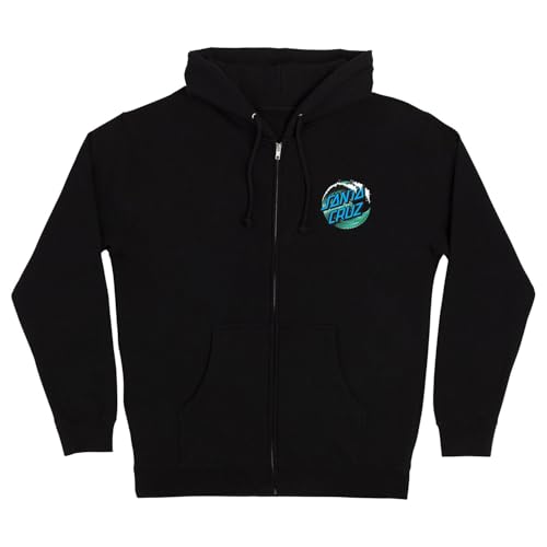 SANTA CRUZ Wave Dot Zip Hooded Heavyweight Sweatshirt Black w/Teal Sm Mens2
