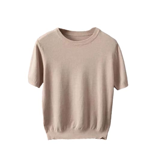 Men Cashmere Short Sleeve Knit Pullover Sweater T-Shirt Base Layer Shirt Thick Short Sleeve Shirt