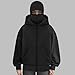 GHGNFG Men's Balaclava Hoodie with Built In Balaclava Double Layer Sweatshirt with Zipper Fashion Outerwear Jacket(S)