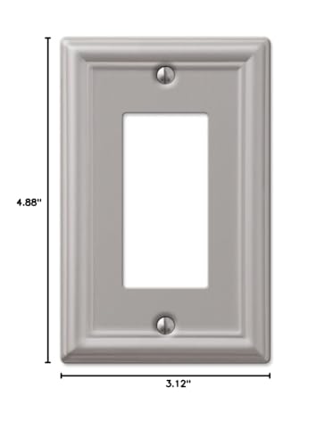 Image of Amerelle 149RBN 1 Rocker Wall Plate, 1 Duplex Outlet, Brushed Nickel