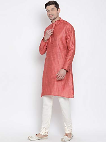 Image of VASTRAMAY Men's Beige Cotton Kurta and Pyjama Set