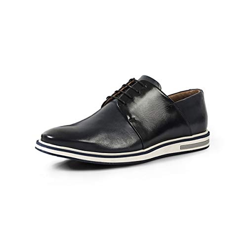Sapato Casual Masculino Derby Couro Mestiço Reverso - 1100 - Blue Cor:Azul;Tamanho:41